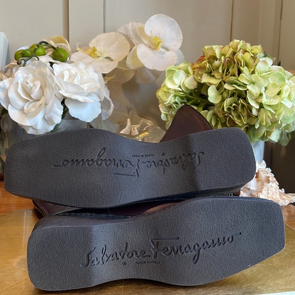 RARE! Salvatore Ferragamo Brown Leather Wedge Boots - Picture 12 of 16